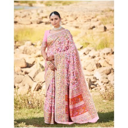 Blush Pink Kashmiri Modal Saree
