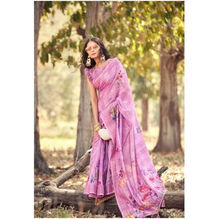 Rose Pink Rajwadi Cotton With Jacquard Border Saree