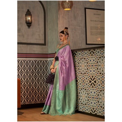 Lavender Chaap Handloom Weaving Silk Saree