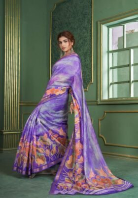 Orchid Chanderi Cotton Digital Print Saree